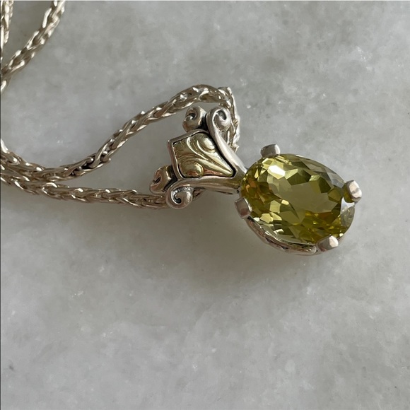 Judith Ripka Limone/Citrine 925 Sterling Silver + Gold Overlay Pendant Necklace - Picture 9 of 13
